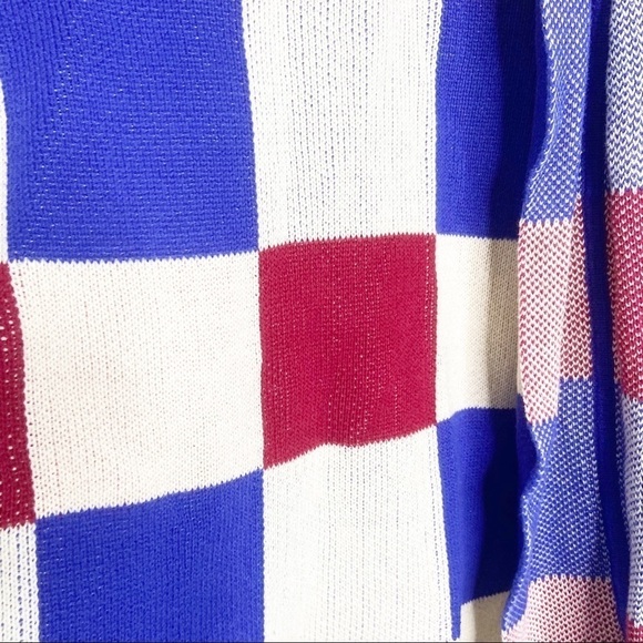 ** ModCloth simply snuggly patchwork red blue cardigan XS - Picture 9 of 10